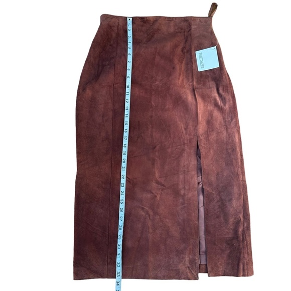 Evan Davies Womens Dark‎ Brown Suede Leather Maxi Skirt With Front Split Size 14 - Picture 11 of 13